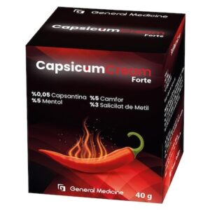 Calmant pentru spate, abdomen, genunchi Capsicum Cream, General Medicine, Anticelulitica, Antitreumatic, 40 g