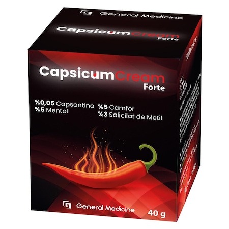 Calmant pentru spate, abdomen, genunchi Capsicum Cream, General Medicine, Anticelulitica, Antitreumatic, 40 g